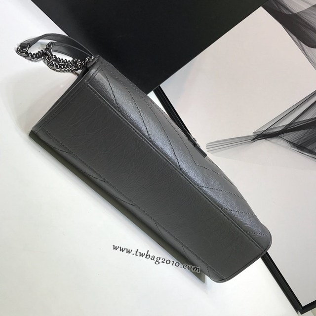 YSL专柜款女包 聖羅蘭經典款爆裂紋羊皮聖羅蘭印花手提包 YSL折疊購物袋手袋  jjh1041